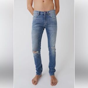 Acne Studios Blue Distressed Men Skinny Jeans
